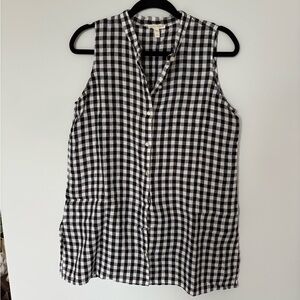 Eileen Fisher 100% organic cotton Black and White Checkered Sleeveless Top